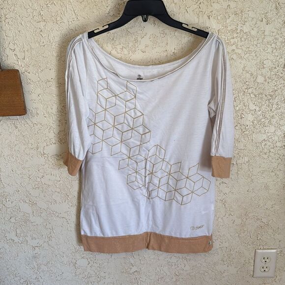 Zumba 2 Piece Set GALACTIC GOLD Comfy Capris Sweat Pants + Top - Picture 6 of 17